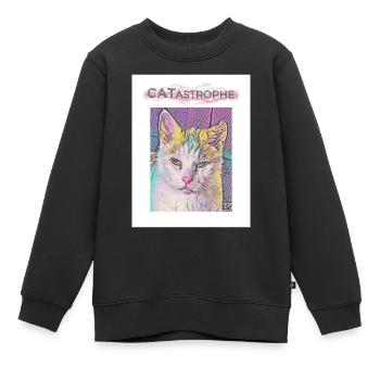 Catastrophe, Chat - Sweat Premium enfant bio - noir - Devant - AI Model Kid Female (0cm)