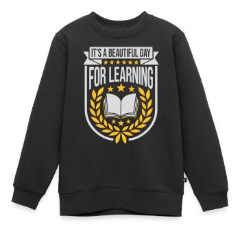 beautiful day for learning - Kids Premium Organic Sweatshirt - black - Front - AI Model Kid Female (0cm)