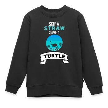 Lass ein Strohhalm weg rette eine Schildkröte - Kinder Premium Organic Sweatshirt - Schwarz - Vorne - AI Model Kid Female (0cm)