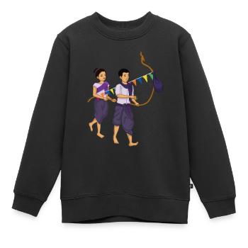 Traditionelles Khmer Neujahr Kambodscha - Kinder Premium Organic Sweatshirt - Schwarz - Vorne - AI Model Kid Female (0cm)