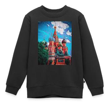 Vintage Basilius-Kathedrale - Moskauer Gemälde - Kinder Premium Organic Sweatshirt - Schwarz - Vorne - AI Model Kid Female (0cm)