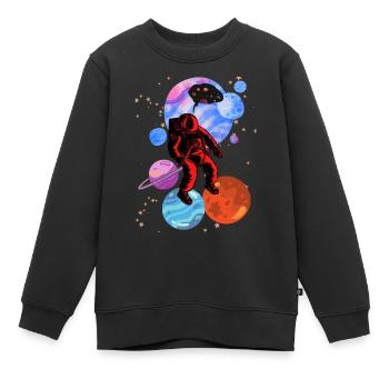 Astronaute Stencil Styles - Sweat Premium enfant bio - noir - Devant - AI Model Kid Female (0cm)