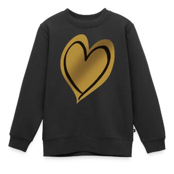 Herz Gold schwarz - Kinder Premium Organic Sweatshirt - Schwarz - Vorne - AI Model Kid Female (0cm)
