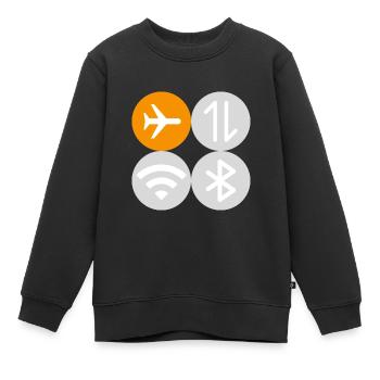 Mode avion du menu rapide - Sweat Premium enfant bio - noir - Devant - AI Model Kid Female (0cm)