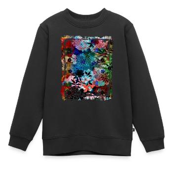 Japanisches Blumenmuster Chrysanthemenkirsche - Kinder Premium Organic Sweatshirt - Schwarz - Vorne - AI Model Kid Female (0cm)