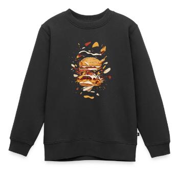 Burger a explosé | Burger déconstruit - Sweat Premium enfant bio - noir - Devant - AI Model Kid Female (0cm)