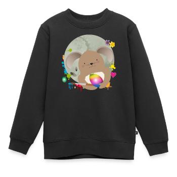 niedlicher Osterhase beim Ostereier bemalen - Kinder Premium Organic Sweatshirt - Schwarz - Vorne - AI Model Kid Female (0cm)
