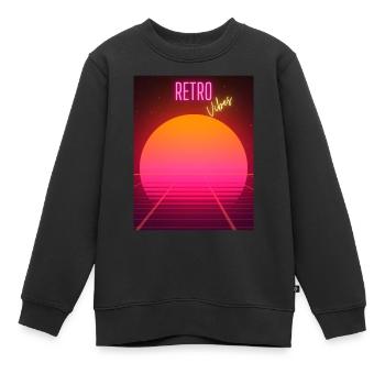 AMBIANCE RÉTRO - Sweat Premium enfant bio - noir - Devant - AI Model Kid Female (0cm)