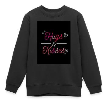 UMARMUNGEN UND KÜSSE - Kinder Premium Organic Sweatshirt - Schwarz - Vorne - AI Model Kid Female (0cm)