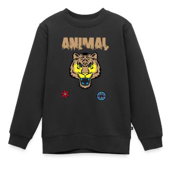 Tigergesicht zeichnen - Kinder Premium Organic Sweatshirt - Schwarz - Vorne - AI Model Kid Female (0cm)