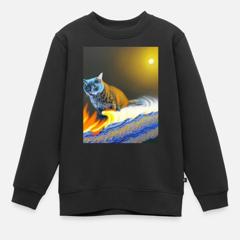katze - Kinder Premium Organic Sweatshirt - Schwarz