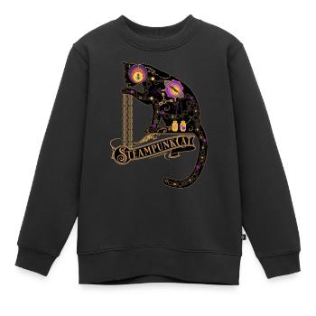 Steampunk Cat -Viktorianisches Steampunk Design - Kinder Premium Organic Sweatshirt - Schwarz - Vorne - AI Model Kid Female (0cm)
