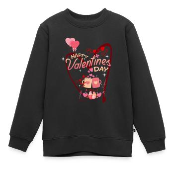 VALENTIN Frohe Valentinstage - Kinder Premium Organic Sweatshirt - Schwarz - Vorne - AI Model Kid Female (0cm)