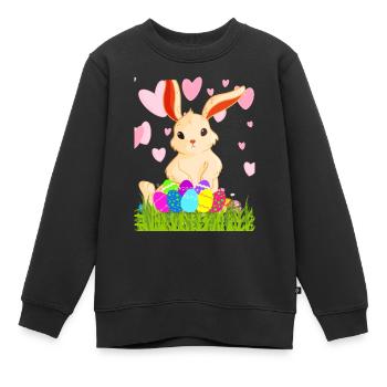3 - Kids Premium Organic Sweatshirt - black - Front - AI Model Kid Female (0cm)