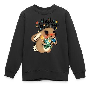 Hello Spring - Kids Premium Organic Sweatshirt - black - Front - AI Model Kid Female (0cm)