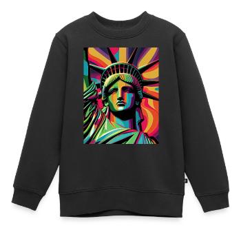 Statue colorée de la Liberté - Sweat Premium enfant bio - noir - Devant - AI Model Kid Female (0cm)
