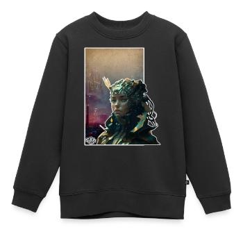 Futuriste Mme SCI FI BEES. ÉQUIPAGE - Sweat Premium enfant bio - noir - Devant - AI Model Kid Female (0cm)