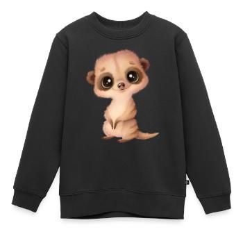 Suricate mignon avec des yeux - Sweat Premium enfant bio - noir - Devant - AI Model Kid Female (0cm)