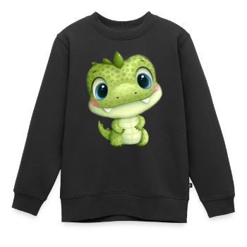 Mignon bébé crocodile avec des yeux - Sweat Premium enfant bio - noir - Devant - AI Model Kid Female (0cm)