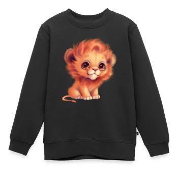 Süßer Cartoon-Baby-Löwe mit Glubschaugen - Kinder Premium Organic Sweatshirt - Schwarz - Vorne - AI Model Kid Female (0cm)
