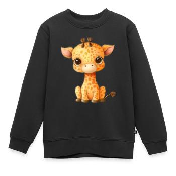 Süße Cartoon-Baby-Giraffe mit Glubschaugen - Kinder Premium Organic Sweatshirt - Schwarz - Vorne - AI Model Kid Female (0cm)