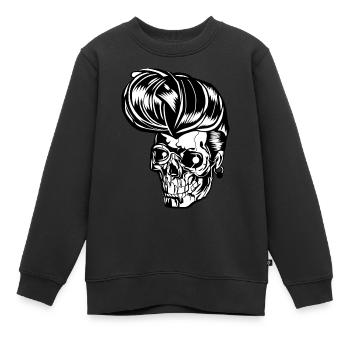 Crâne de Rockabilly - Sweat Premium enfant bio - noir - Devant - AI Model Kid Female (0cm)