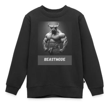 Fitness/Bodybuilding Clothing Bull Design - Kinder Premium Organic Sweatshirt - Schwarz - Vorne - AI Model Kid Female (0cm)