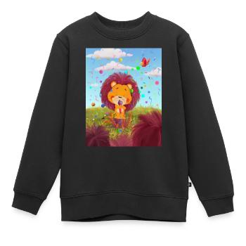 Lio Löwes großer Auftritt - Kinder Premium Organic Sweatshirt - Schwarz - Vorne - AI Model Kid Female (0cm)