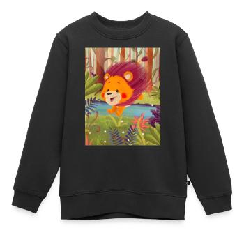 Lio Löwe ist mutig - Kinder Premium Organic Sweatshirt - Schwarz - Vorne - AI Model Kid Female (0cm)