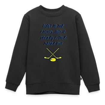 Je suis allé aux bagarres et une partie de hockey a éclaté - Sweat Premium enfant bio - noir - Devant - AI Model Kid Female (0cm)