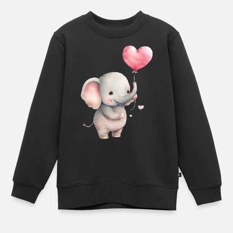 Niedlicher Elefant - Kinder Premium Organic Sweatshirt - Schwarz