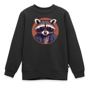 Waschbär Sonnenbrille Schupp Ringelschwanz - Kinder Premium Organic Sweatshirt - Schwarz - Vorne - AI Model Kid Female (0cm)
