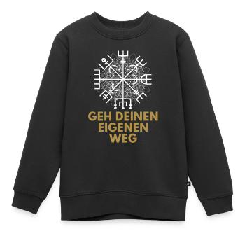 Wegweiser RUNEN VEGVISIR - Kinder Premium Organic Sweatshirt - Schwarz - Vorne - AI Model Kid Female (0cm)