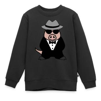 Gangster Schwein Wildschwein Mafia Sonnenbrille - Kinder Premium Organic Sweatshirt - Schwarz - Vorne - AI Model Kid Female (0cm)