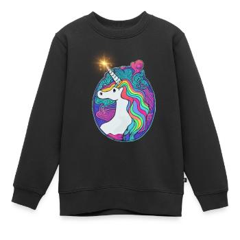 Emblème Licorne - Sweat Premium enfant bio - noir - Devant - AI Model Kid Female (0cm)