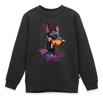 Doberman - Sweat Premium enfant bio - noir - Devant - AI Model Kid Female (0cm)