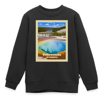 Parc national de Yellowstone - Sweat Premium enfant bio - noir - Devant - AI Model Kid Female (0cm)