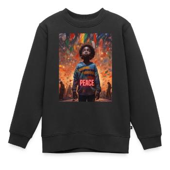 Paix du monde - Sweat Premium enfant bio - noir - Devant - AI Model Kid Female (0cm)