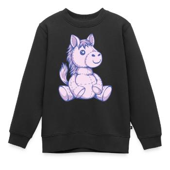 cute stuffed animal horse - Kids Premium Organic Sweatshirt - black - Front - AI Model Kid Female (0cm)