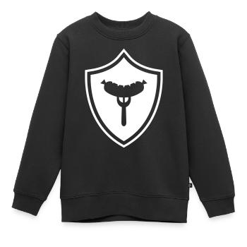 Wurst Gabel Wappen - Kinder Premium Organic Sweatshirt - Schwarz - Vorne - AI Model Kid Female (0cm)