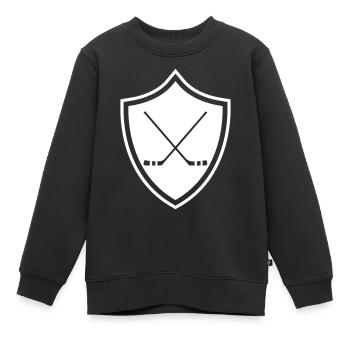 Bâton de hockey sur glace - Sweat Premium enfant bio - noir - Devant - AI Model Kid Female (0cm)