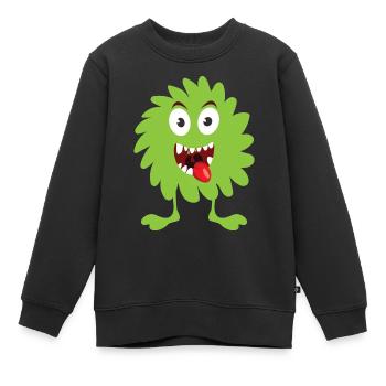 Monstre moelleux vert - Sweat Premium enfant bio - noir - Devant - AI Model Kid Female (0cm)