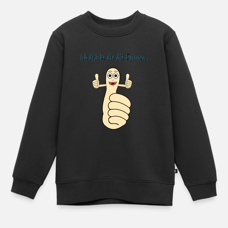 Ich drücke dir die Daumen - Kinder Premium Organic Sweatshirt - Schwarz