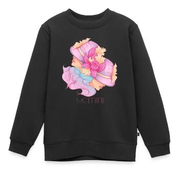 Zwillinge - Kinder Premium Organic Sweatshirt - Schwarz - Vorne - AI Model Kid Female (0cm)