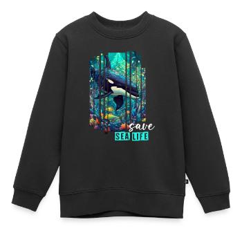 Rettet das Leben im Meer - Kinder Premium Organic Sweatshirt - Schwarz - Vorne - AI Model Kid Female (0cm)
