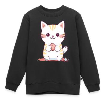 Mignon Kitten Design #3 - Sweat Premium enfant bio - noir - Devant - AI Model Kid Female (0cm)