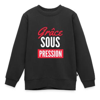 t shirt GRACE SOUS PRESSION - Sweat Premium enfant bio - noir - Devant - AI Model Kid Female (0cm)