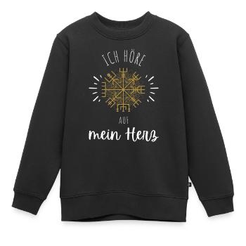 Wegweiser MOTIVATION - VEGVISIR - Kinder Premium Organic Sweatshirt - Schwarz - Vorne - AI Model Kid Female (0cm)