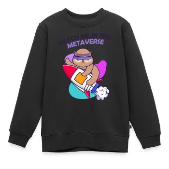 Fangen Sie mich im Metaversum Animal Funny Graphic - Kinder Premium Organic Sweatshirt - Schwarz - Vorne - AI Model Kid Female (0cm)