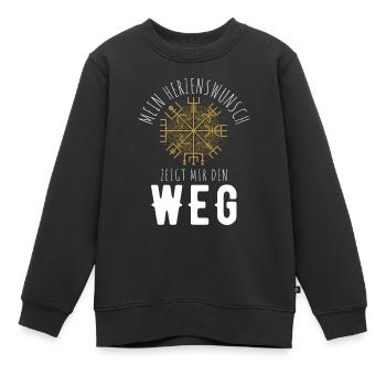 Wegweiser RUNEN Motivation - VEGVISIR - Kinder Premium Organic Sweatshirt - Schwarz - Vorne - AI Model Kid Female (0cm)